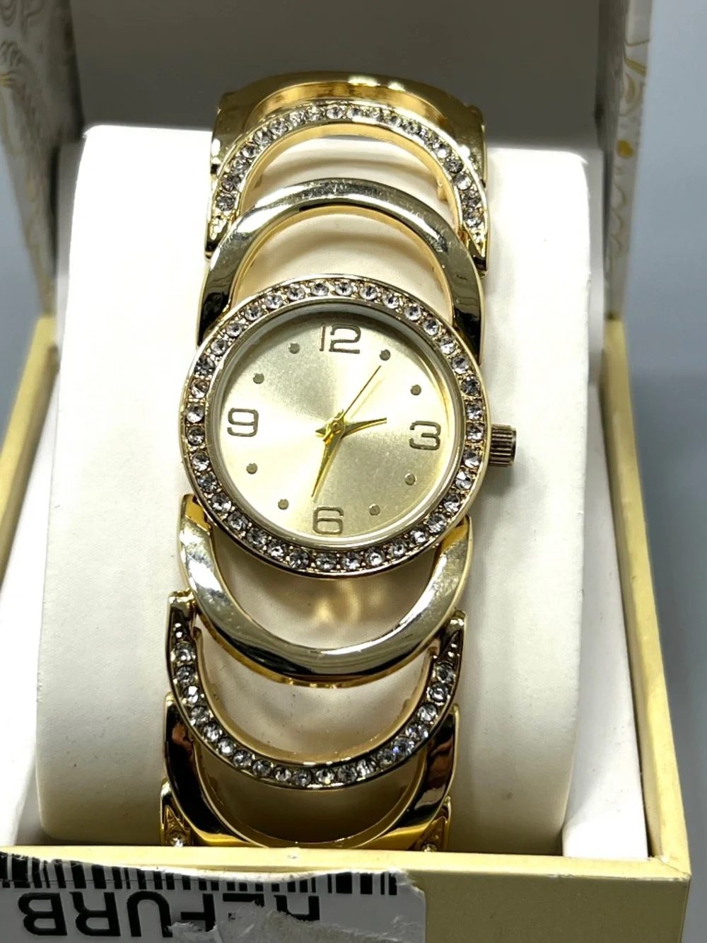 I.N.C. International Concepts Gold Tone Crystal Mounted Ladies Quartz Watch